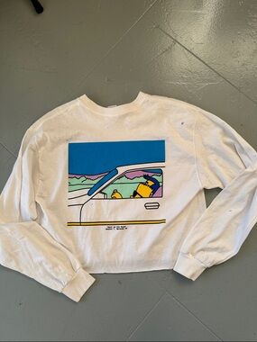 White simpsons Graphic Cropped longsleeve